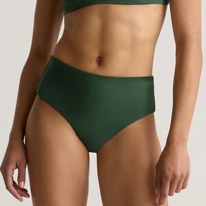 NWT QUINCE Italian High-Rise Bikini Bottom Palm Green
